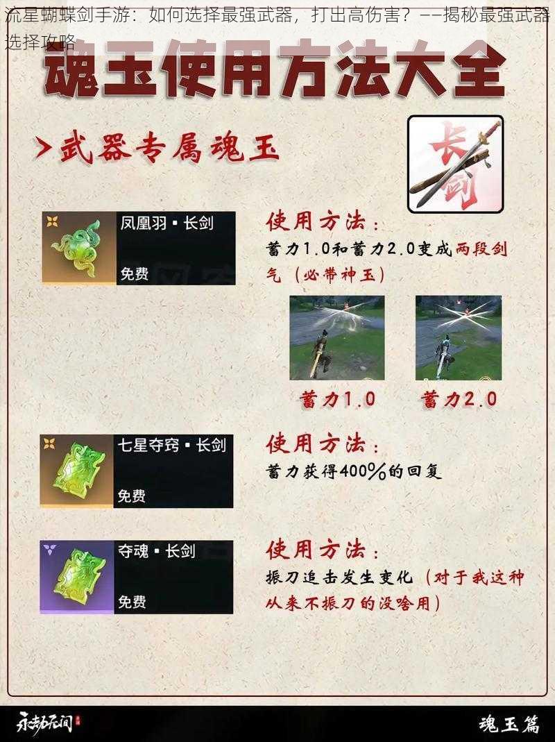 流星蝴蝶剑手游：如何选择最强武器，打出高伤害？——揭秘最强武器选择攻略