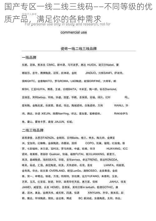 国产专区一线二线三线码——不同等级的优质产品，满足你的各种需求